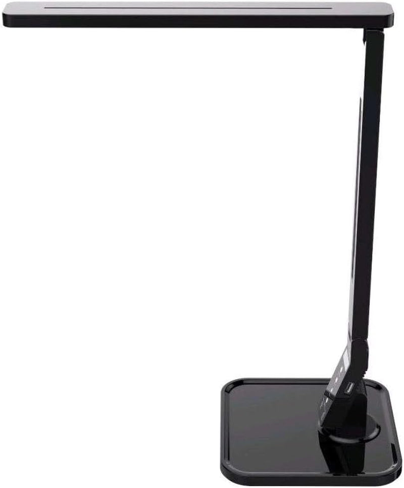 LED Desk Office Lamp, Exclusive: 27 Eye-Caring Recessed Leds, 5-Level Brightness, 4-Lighting Modes, USB Charging Port, 14W, Touch Control Panel, Dimmer, 1-Hour Auto Timer, 5V/1A, (Black)