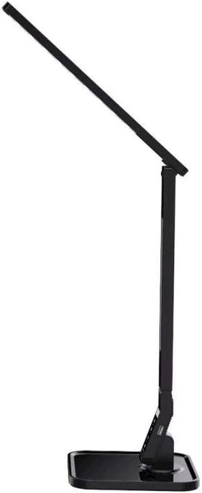 LED Desk Office Lamp, Exclusive: 27 Eye-Caring Recessed Leds, 5-Level Brightness, 4-Lighting Modes, USB Charging Port, 14W, Touch Control Panel, Dimmer, 1-Hour Auto Timer, 5V/1A, (Black)