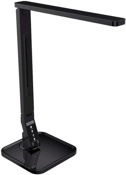 LED Desk Office Lamp, Exclusive: 27 Eye-Caring Recessed Leds, 5-Level Brightness, 4-Lighting Modes, USB Charging Port, 14W, Touch Control Panel, Dimmer, 1-Hour Auto Timer, 5V/1A, (Black)
